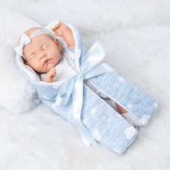 12 in Reborn Baby Doll w/ Pink Polka Dot Blanket Soft Toy for Kids Girls Boys
