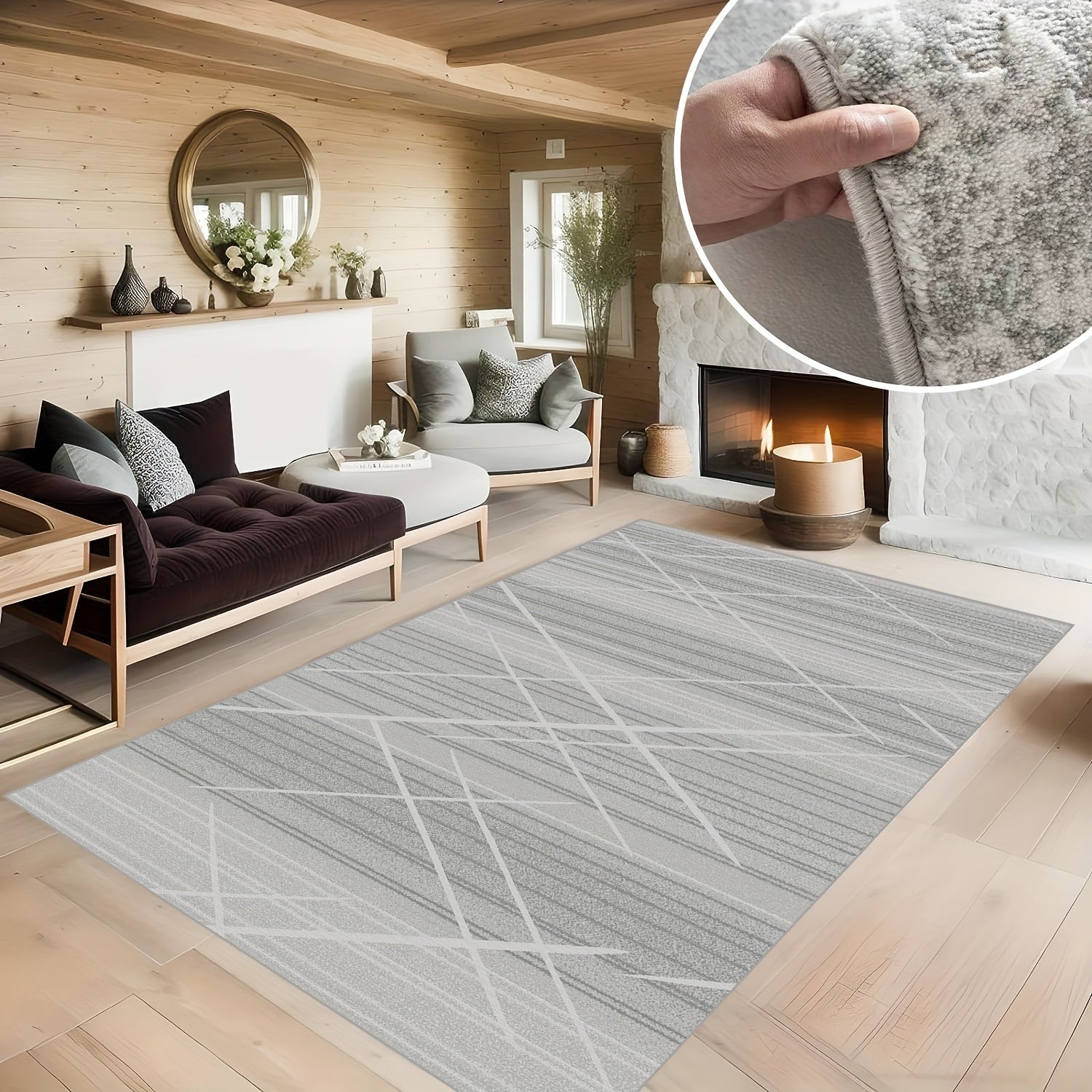 1pc Large Line Carpets for Living Rooms, Bedrooms, Offices - Non Slip and Easy