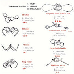 Pocket Wire Puzzle Set 32 Pieces Brain Test Chain Unlock Interlocking Game Ring