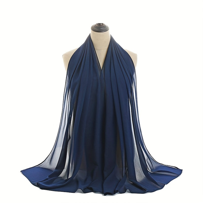 75D Pearl Chiffon Long Scarf Plain Scarf For Men Women