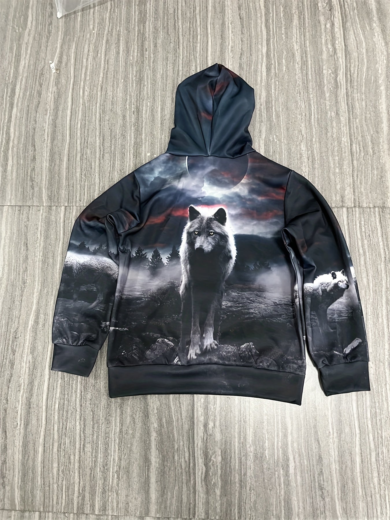 Boy's Wolf Graphic Hoodie Casual 3D Print Hooded Sweatshirt For Outdoor