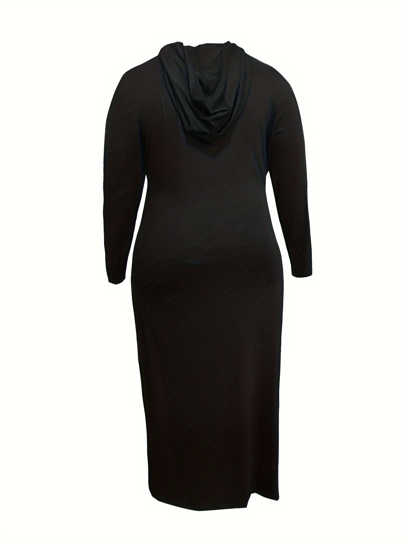 Solid Long Sleeve Hooded Tunic Top & Pants Set