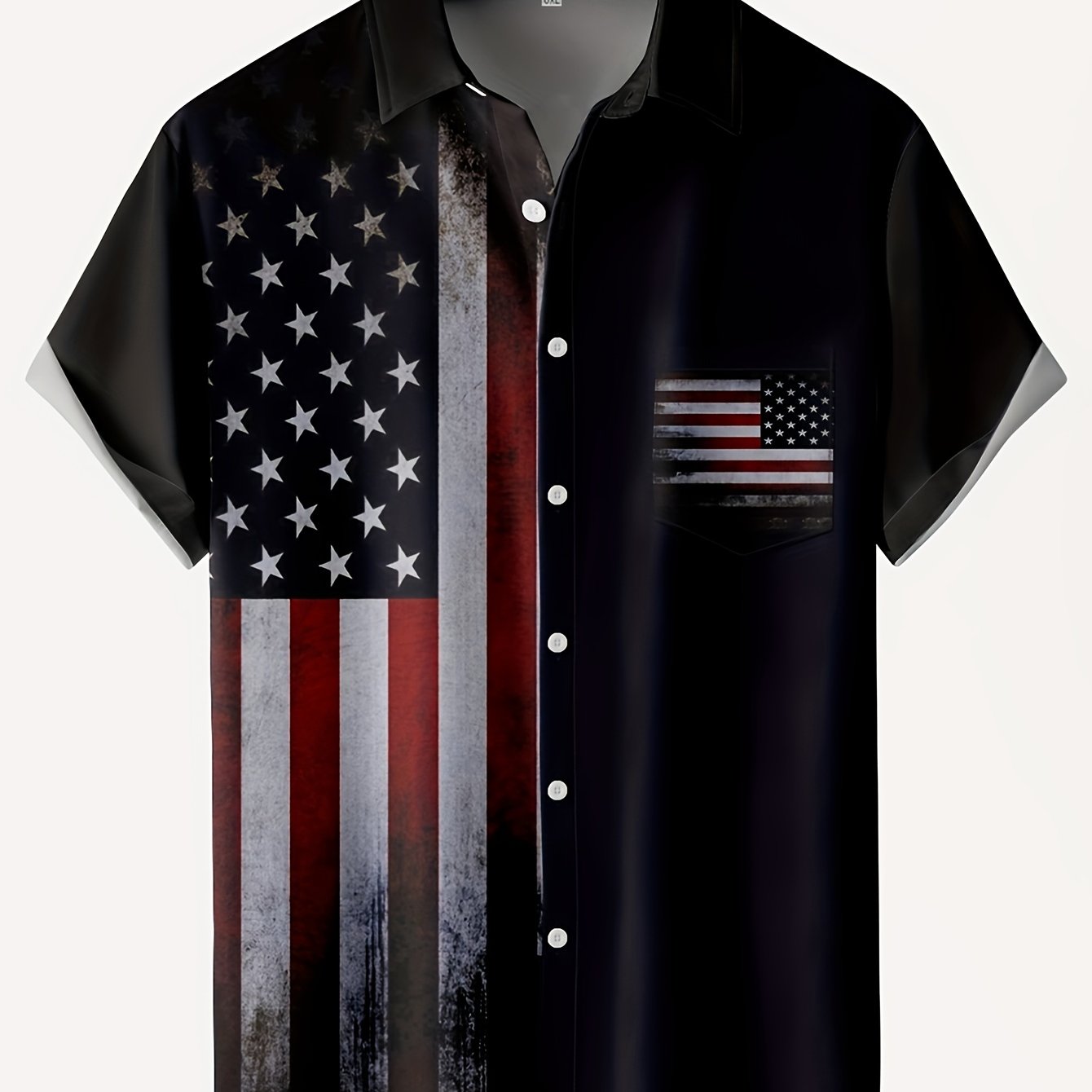 American Flag Print Men's Short Sleeve Shirt for Summer Vacation Resort