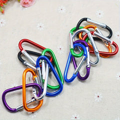 10pcs Carabiner Keychain Aluminum D-Ring Spring Snap Hook