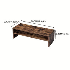 2 Tier Wooden Monitor Stand Riser For Desk - Home Office Desk Shelf