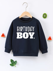 BIRTHDAY BOY Letter Print Boys Casual Sweatshirt