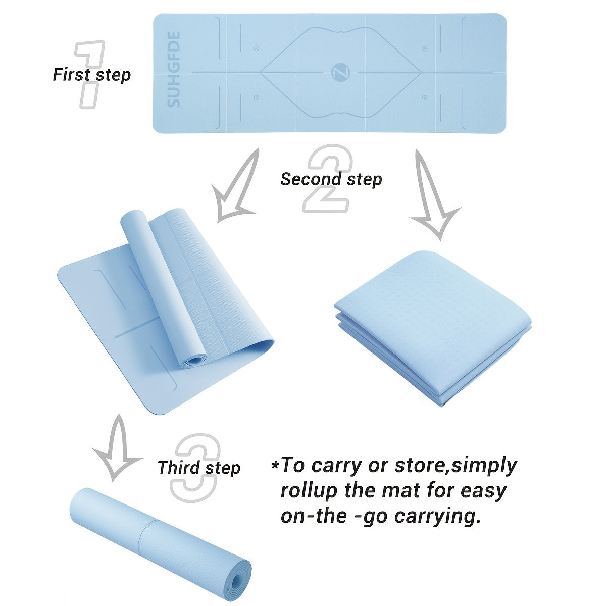 Foldable TPE Yoga Mat with Body Line, Non-slip Fitness Mat