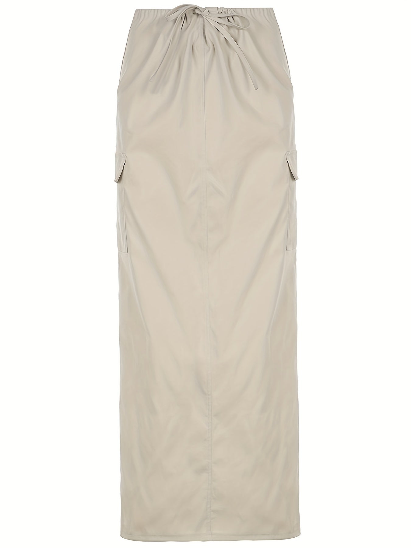 Cargo Long Skirt Solid Y2k Skirts With Side Pocket