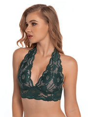 Women's Lace Halterneck Bras Unlined Solid Bras