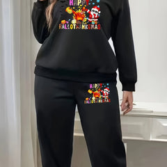 Women's Plus Santa Claus Graphic Top & Pants Outfit Set