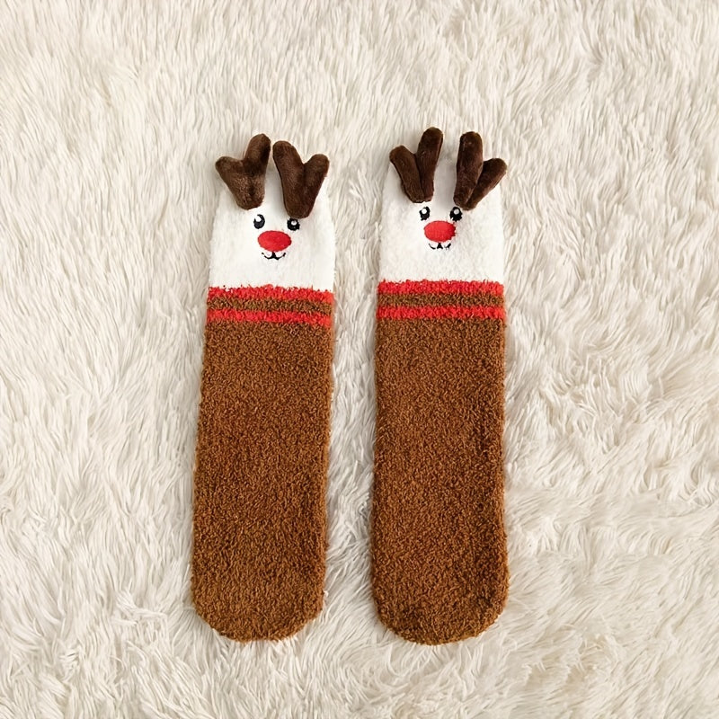 Christmas Holiday Fuzzy Socks Baby Winter Warm Fluffy Soft Slippers Socks