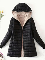 Hooded Slim Fit Fleece Padded Jacket Women's Winter Coat