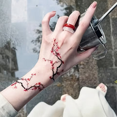 2pcs Plum Blossom Temporary Tattoos Colorful Floral for Wrist and Collarbone