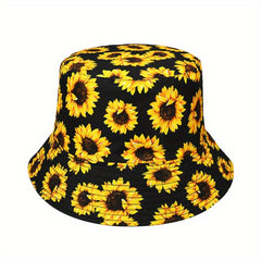 Men's Sunflower Print Bucket Hat Outdoor Sun Hat