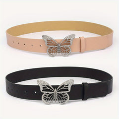 2pcs Butterfly Rhinestone Buckle Belt for Girls