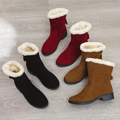 Women's Tassel Snow Boots Plush Lined Chunky Heel Comfortable Winter Boots