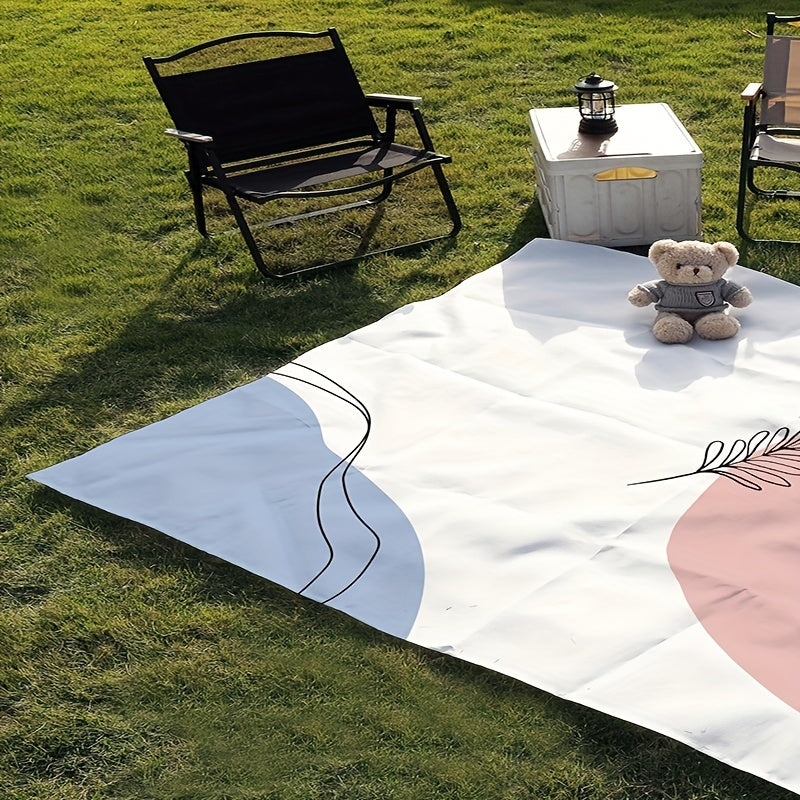 Pink Leaf Printed Picnic Blanket Foldable Waterproof Lightweight Mat 149x200cm
