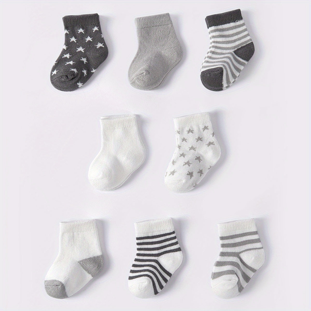 8 Pairs Infants & Toddlers Star & Stripe Socks Spring Autumn