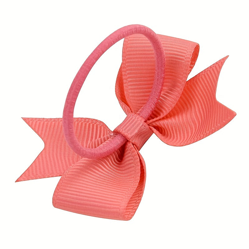 20pcs Toddler Girls Bowknot Hair Rope Solid Rubber Band Hair Ring