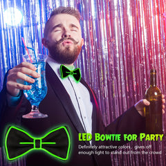 4pcs Light Up Bow Tie For Men LED Neon Glow Dark Accessories Funny Novelty
