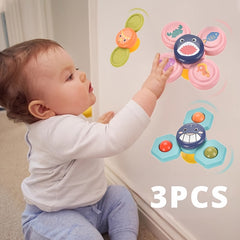 3pcs Cartoon Flower Suction Spinning Toy 0-3 Years Old Baby Teether Bath Toys