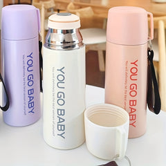 12oz Letter Printed Vacuum Flask With Lanyard