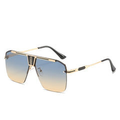 Square Rimless Sunglasses Men's Vintage Big Frame UV400