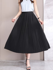 Pleated Elastic Waist Skirt for Women's Spring & Summer Clothing