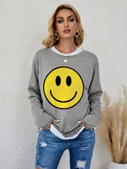 Smiling Face Heart Long Sleeve Top Women's Athleisure