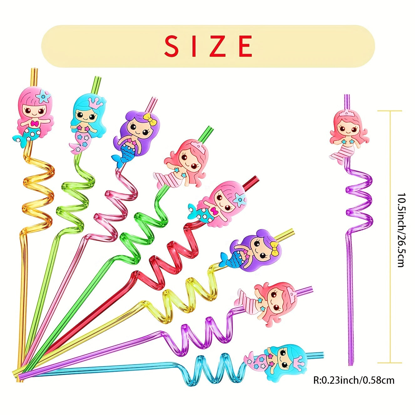 24pcs Mermaid Party Favors Mermaid Girl Straws Under The Sea Party Supplies