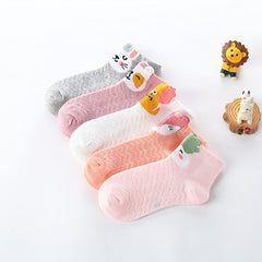 5 Pairs Toddler Girls Animal Print Ankle Socks for Summer