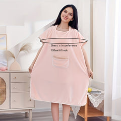 Microfiber Hooded Bathrobe Wearable Bath Towel Soft Absorbent Bath Skirt