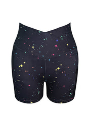 Women's Star Print Cross Waist Yoga Shorts for Fitness and Running