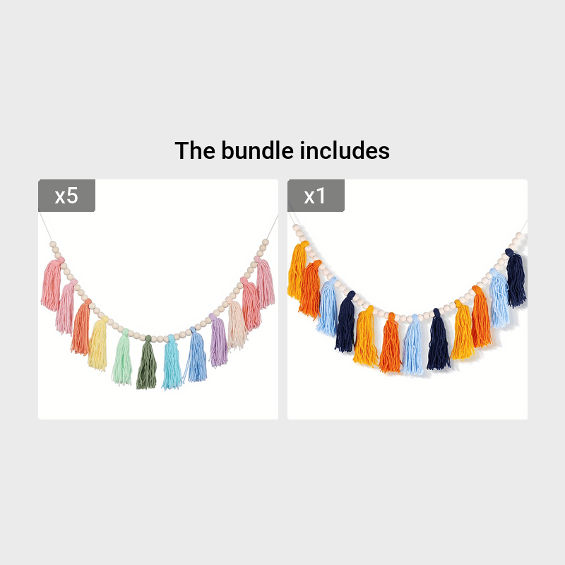 Colorful Tassel Garland Banner Birthday Decor Boho Wall Hangings