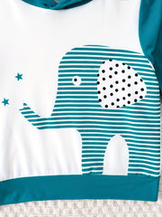 Baby Elephant Print Hooded Sweatshirt Striped Pants Set