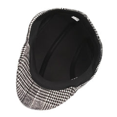 Cotton Plaid Beret Cabbie Hat for Men