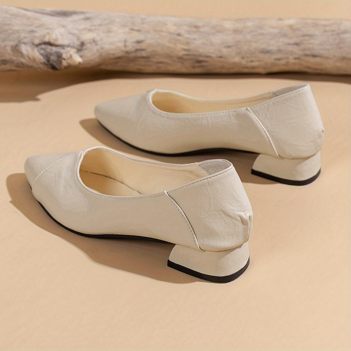 Women's Chunky Heel Point Toe Slip On Shoes