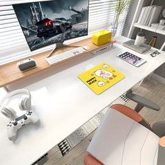 Ducks Mouse Pad Yellow Background Non slip for Home And Office
