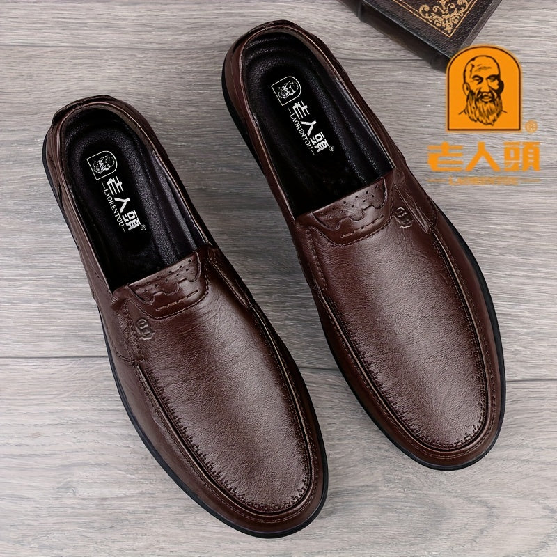 Men's Old Man Logo Loafer Shoes Non-slip Slip On