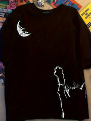 Cat And Moon Graphic Short Sleeve Top Printed T shirt Women's Activewear