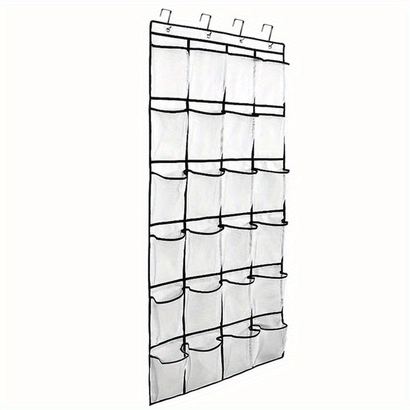 24 Grid Large Transparent Door Shoe Rack with Crystal Pocket, Wardrobe Hangers