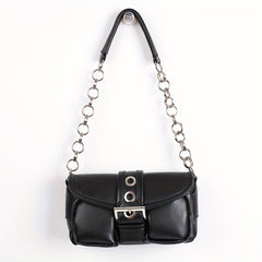 Chain Shoulder Bag Eyelet Buckle Decor Underarm Purse Small Handbags