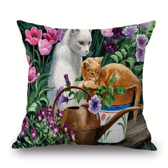 Christmas Halloween Cat Flower Pillowcase Sofa Cushion Home Decor