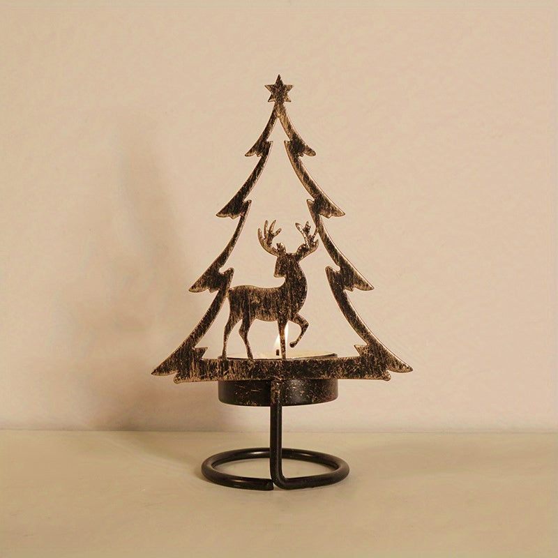 Christmas Candlestick Wrought Iron Desk Ornament