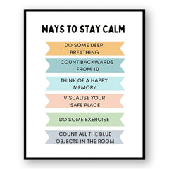 Calm Down & Stay Centered Poster - Coping Skills