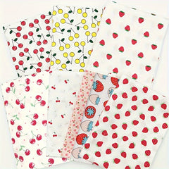 8pcs 100% Cotton Fabric Cherry Strawberry Cotton Twill Fabric DIY Sewing Scrapbo