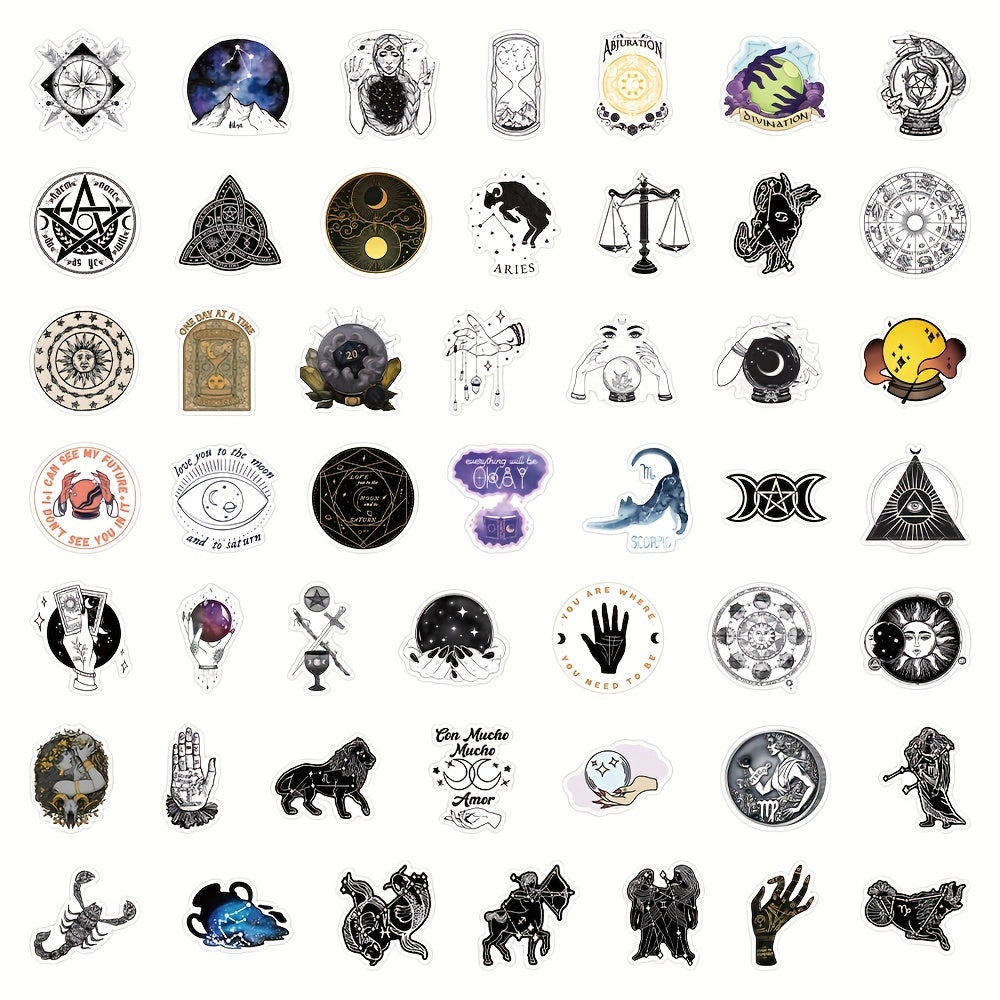 50Pcs Astrology Series Graffiti Stickers for Laptop Suitcase Skateboard DIY Deco