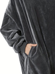 Fleece Hooded Lounge Robe with Pockets