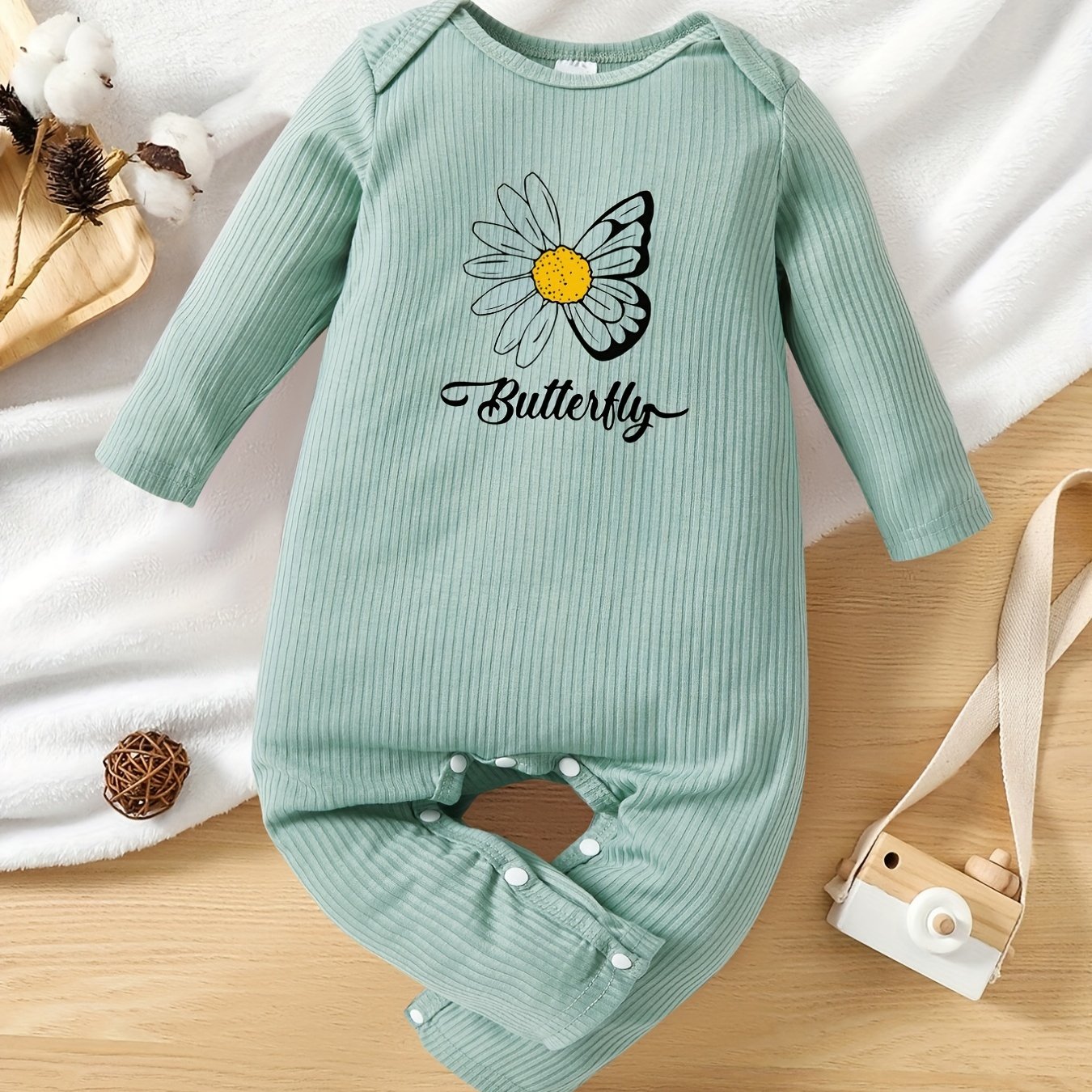 Baby Girls Floral Letter Print Romper Soft Skin-friendly Jumpsuit