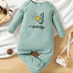 Baby Girls Floral Letter Print Romper Soft Skin-friendly Jumpsuit